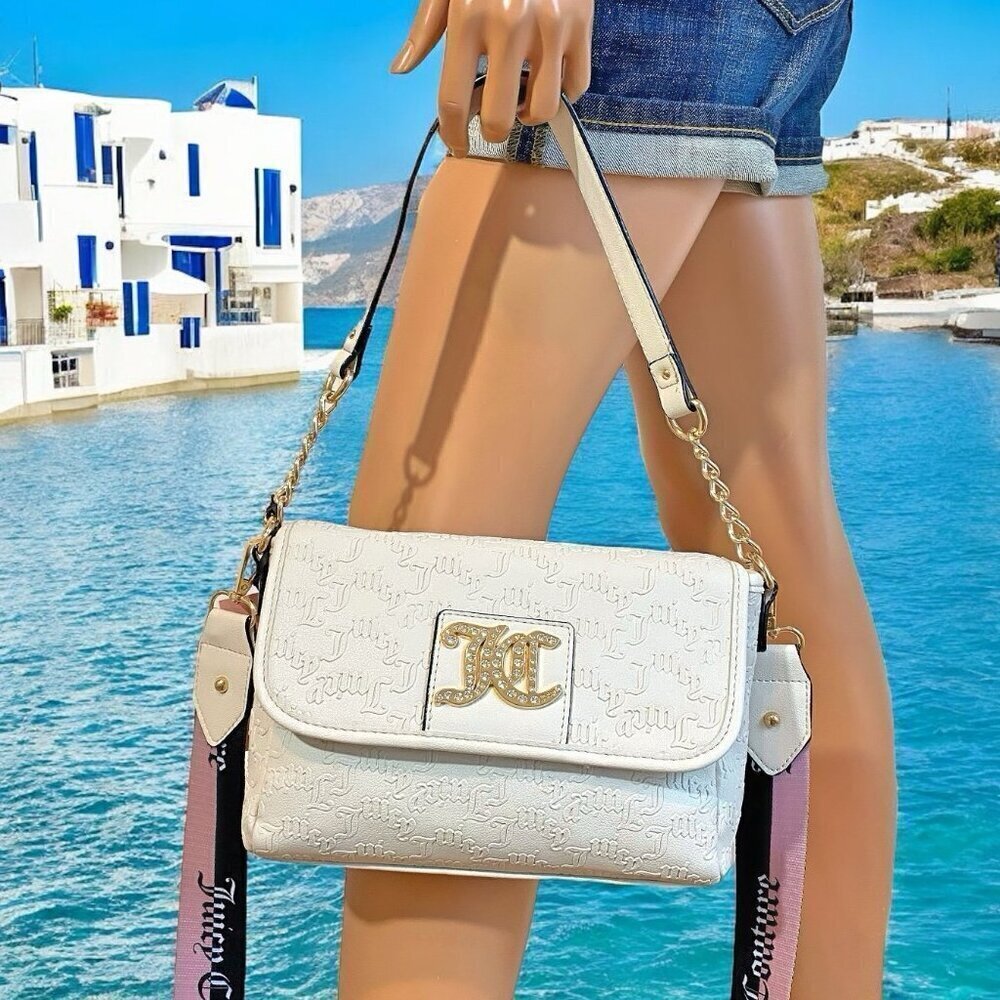 Juicy Couture Angel White Charm City Crossbody Bag & Key Coin Pouch NWT - Picture 3 of 9